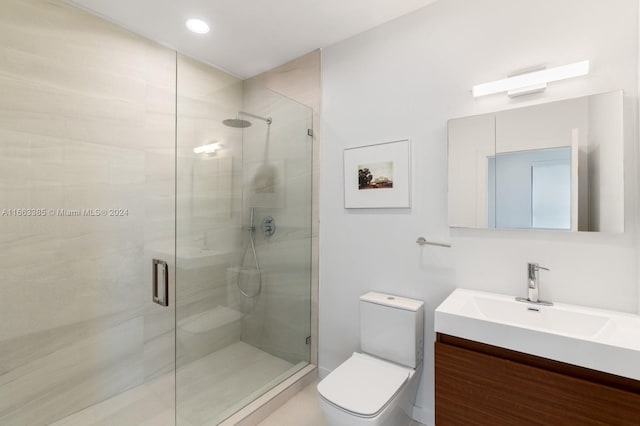 325 Campana Ave, Coral Gables, FL 33156 - full bathroom featuring toilet, a shower stall, vanity, and recessed lighting