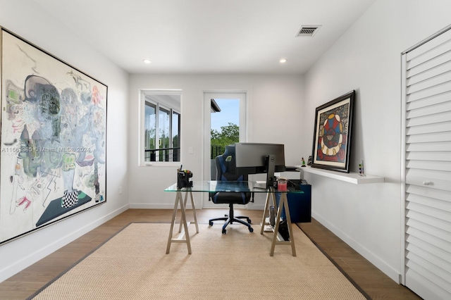 325 Campana Ave, Coral Gables, FL 33156 - office featuring wood finished floors, recessed lighting, and baseboards