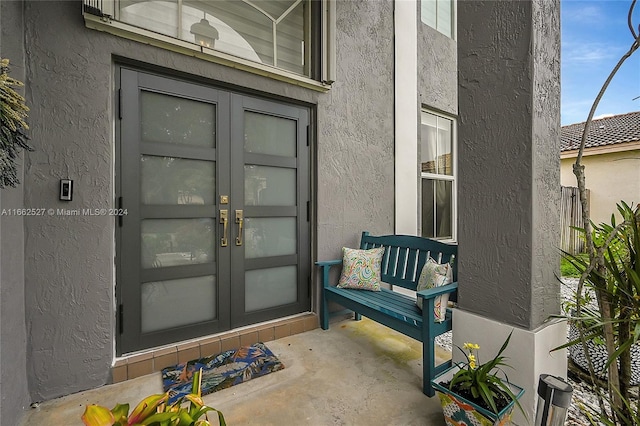 doorway to property with french doors