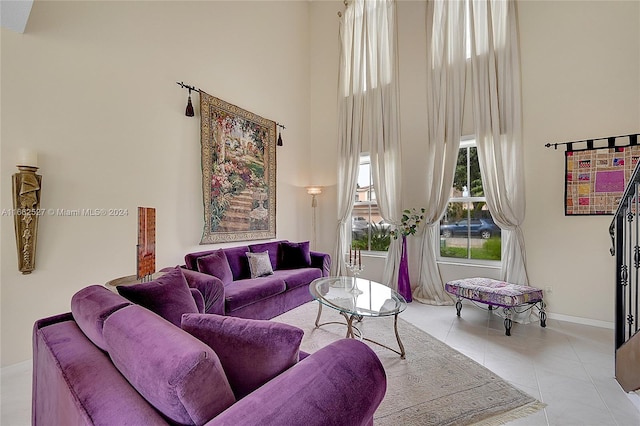 view of tiled living room