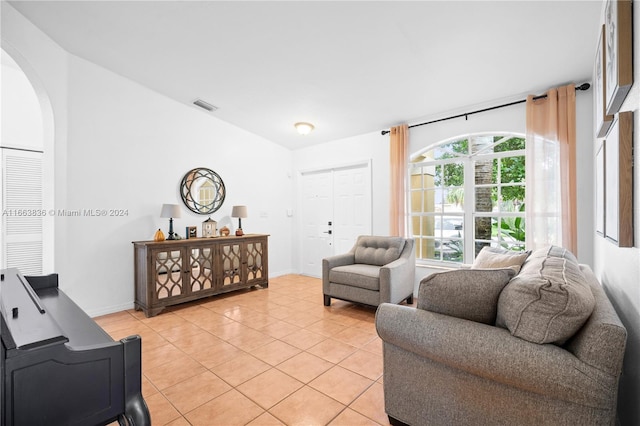 view of tiled living room