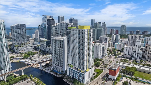 property's view of city with a water view