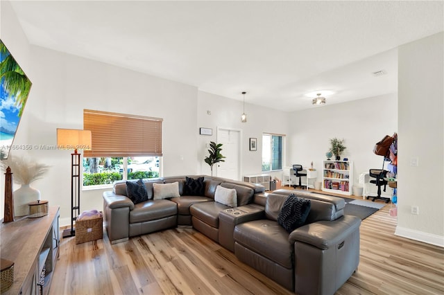 living room featuring light hardwood / wood-style floors