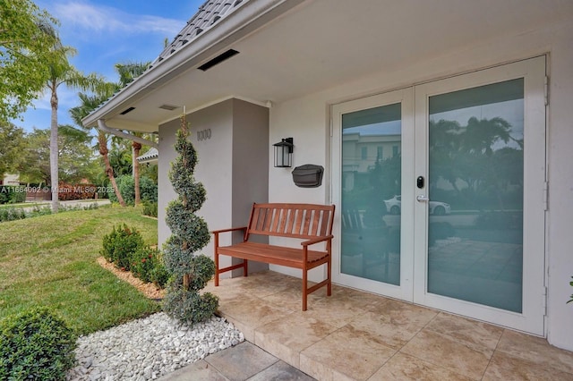 view of patio / terrace featuring french doors