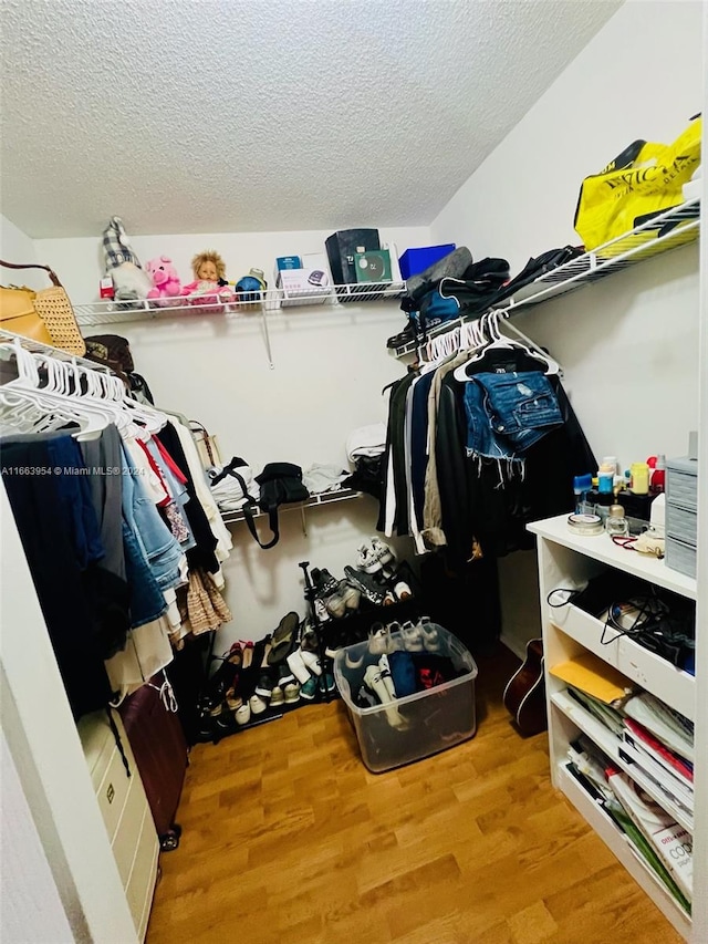 spacious closet with light hardwood / wood-style floors