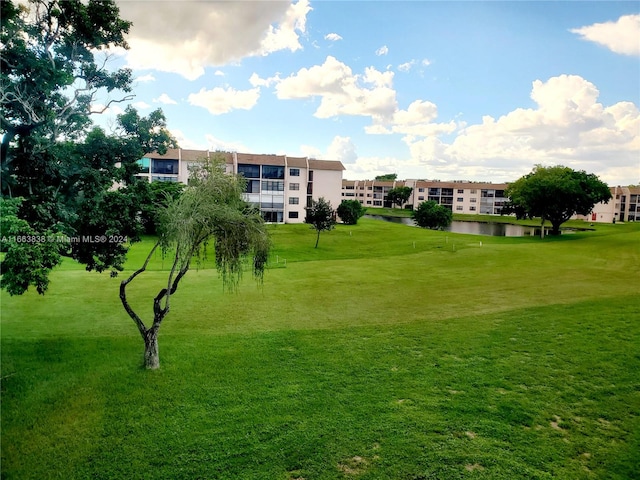 surrounding community featuring a yard and a water view