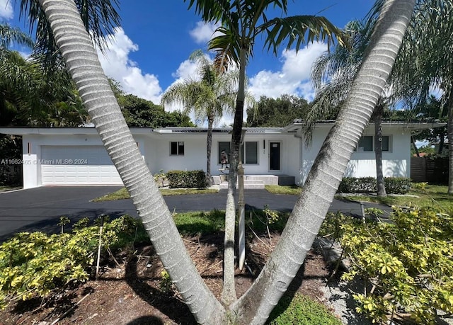 exterior space with a garage