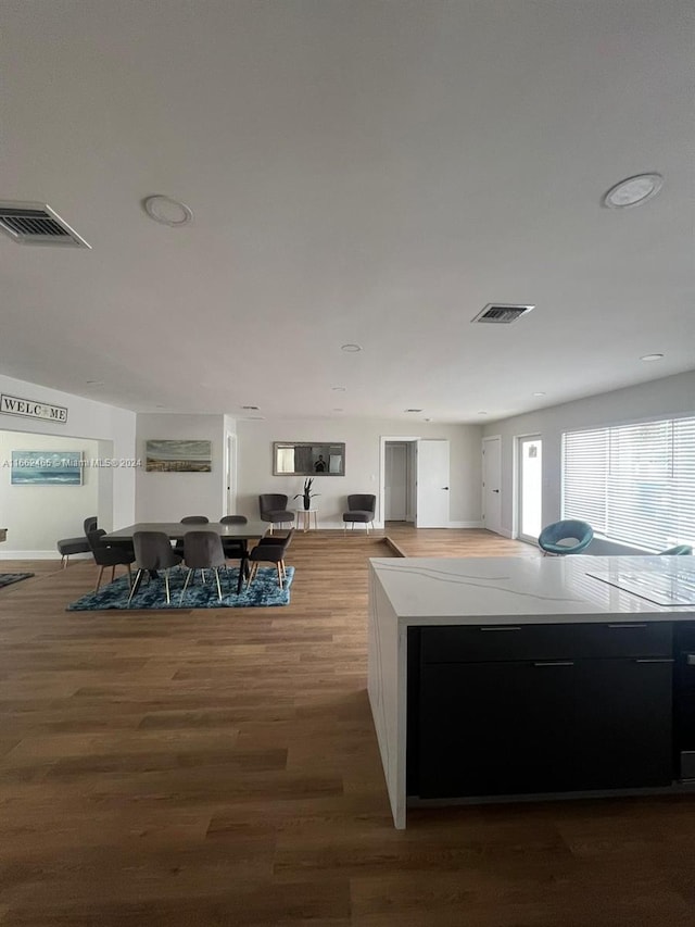 kitchen with hardwood / wood-style floors