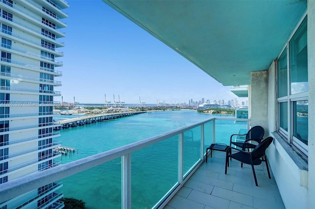 balcony with a water view