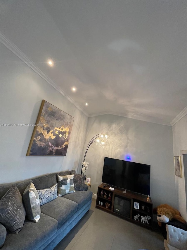 living room featuring ornamental molding