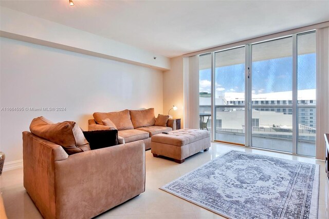 living room featuring expansive windows