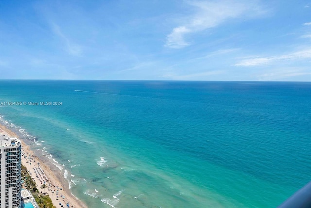 view of water feature featuring a beach view