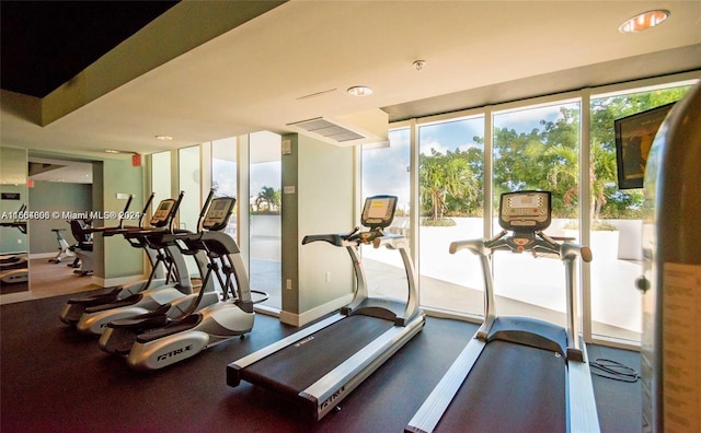 1861 NW S River Dr Unit 1404, Miami, FL 33125 - gym featuring baseboards and recessed lighting