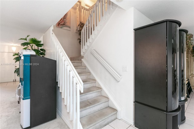 stairway with carpet flooring