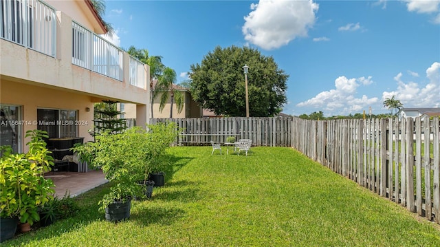 view of yard with a patio area