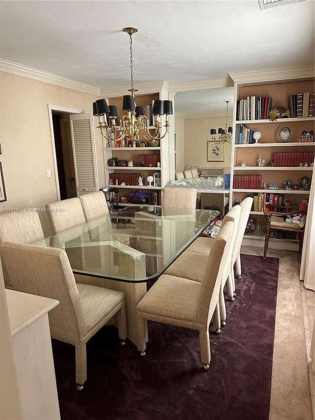 8901 SW 88th St, Miami, FL 33176 - carpeted dining area with a notable chandelier and ornamental molding