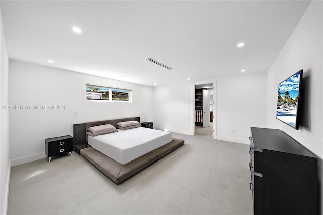 bedroom featuring a spacious closet