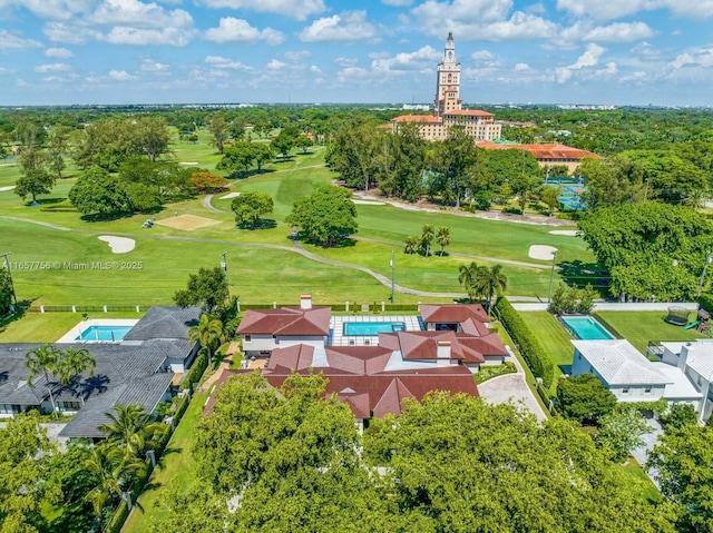 drone / aerial view with golf course view