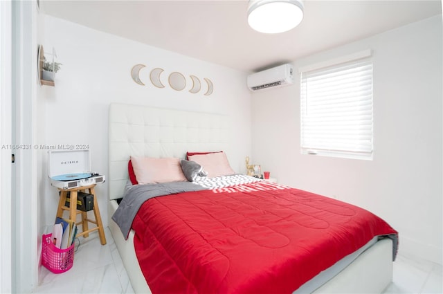 bedroom with a wall unit AC