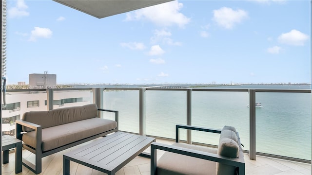 balcony with a water view