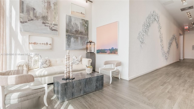 living room with hardwood / wood-style floors