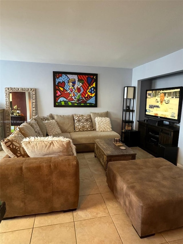 view of tiled living room