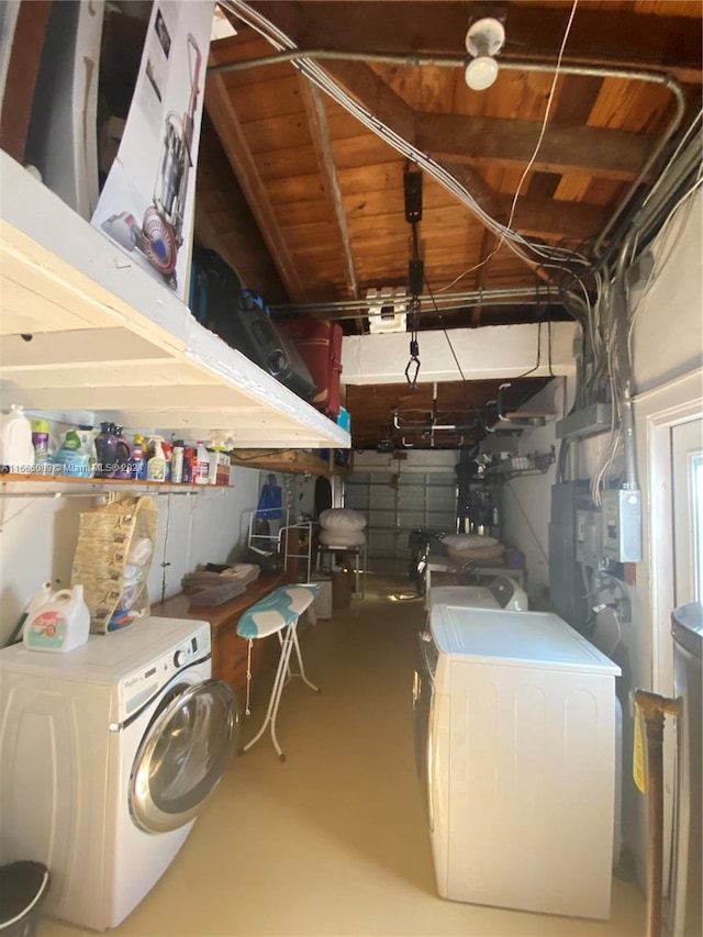 interior space featuring washer and dryer