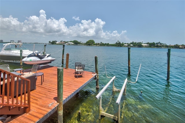 dock area featuring a water view