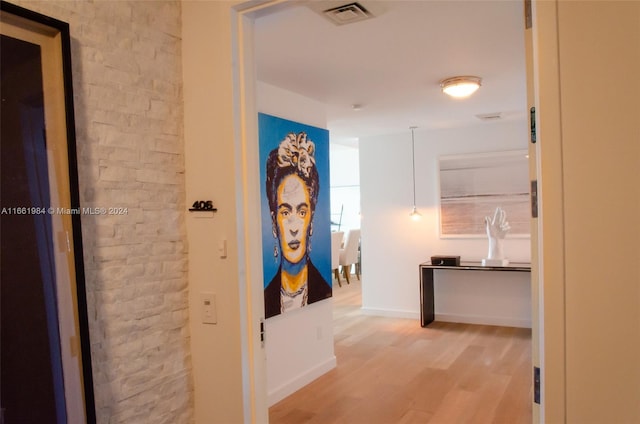 hall featuring light hardwood / wood-style flooring