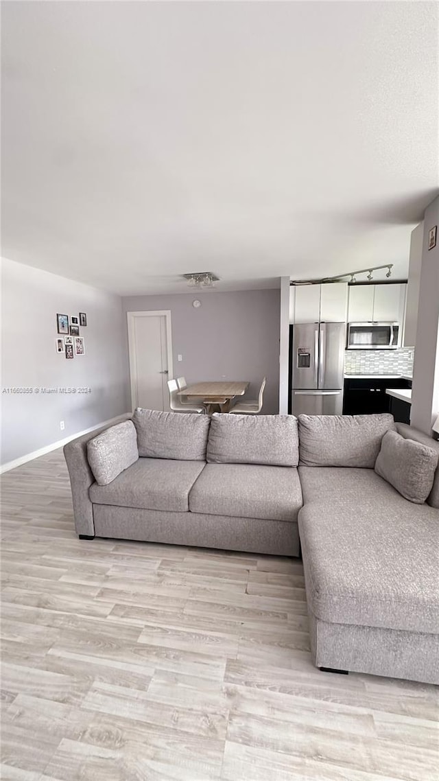 living room with light hardwood / wood-style floors