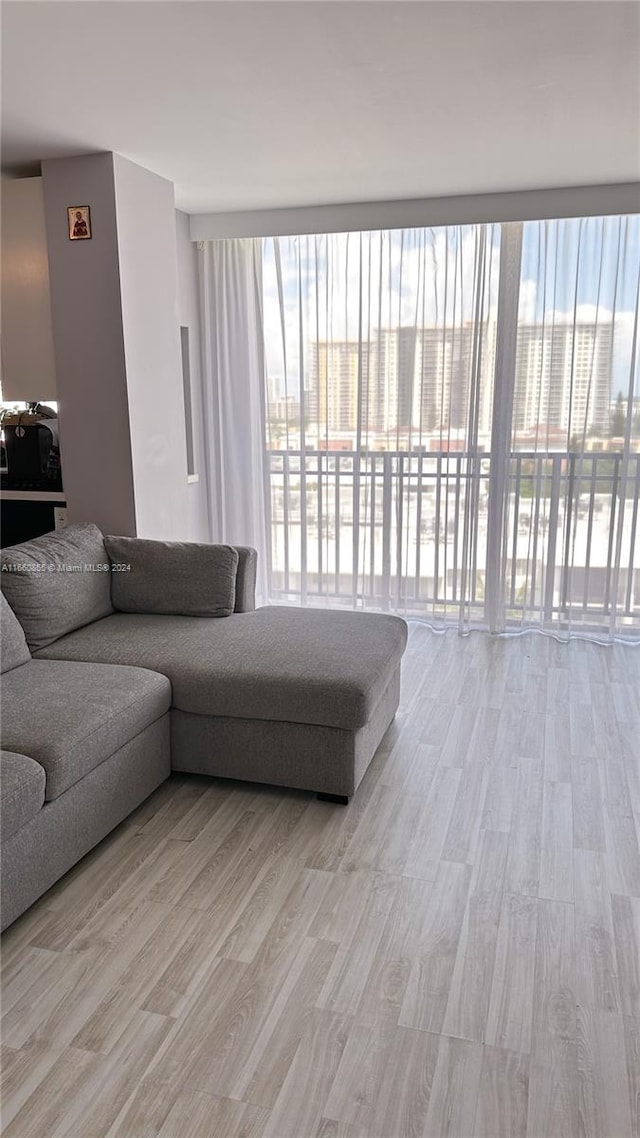 living room featuring light wood-type flooring