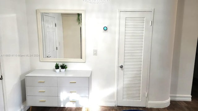 bathroom with wood-type flooring and vanity