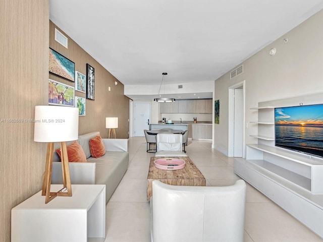 view of tiled living room