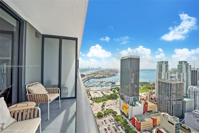 balcony with a water view