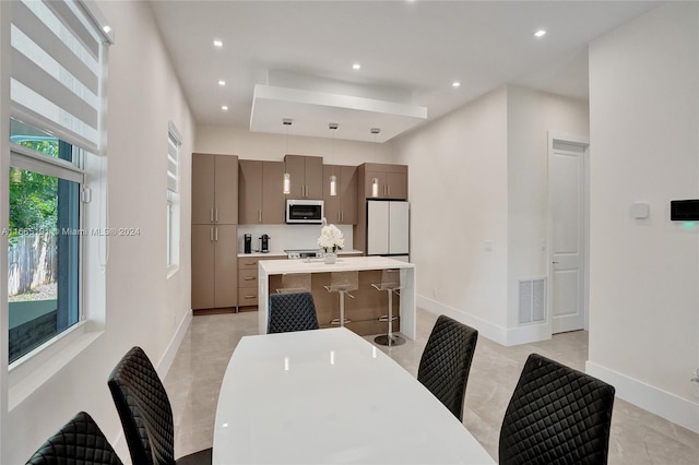 view of tiled dining room