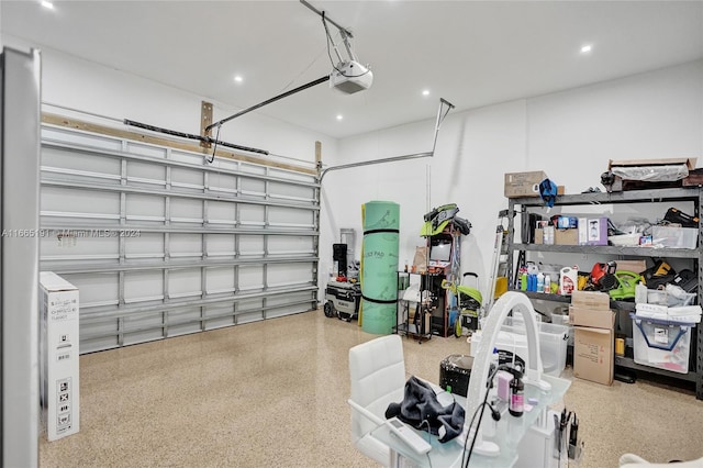 garage with a garage door opener