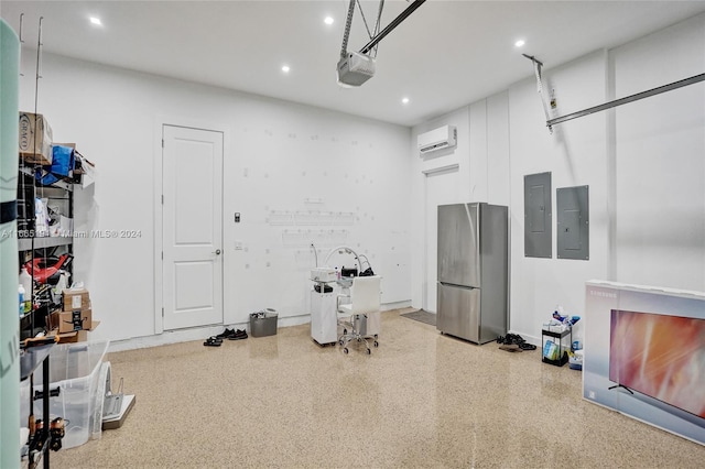 4593 Meadow Green Trl, Lake Worth, FL 33463 - misc room with a wall mounted AC, recessed lighting, electric panel, and speckle patterned floor