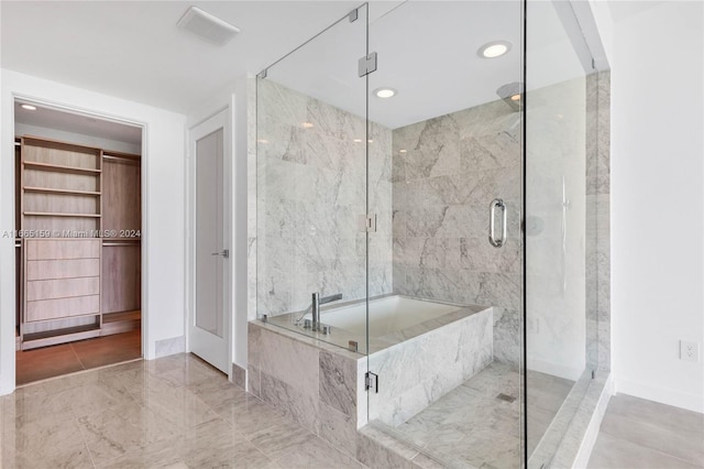 bathroom with plus walk in shower