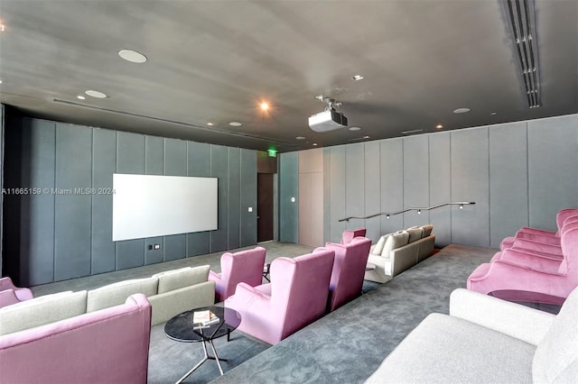 view of carpeted home theater room