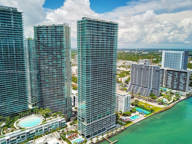 exterior space with a water view