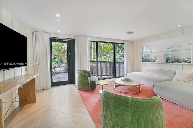 living room featuring light hardwood / wood-style floors