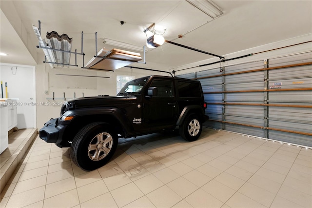 garage with a garage door opener