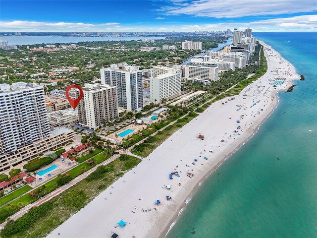 2615 Collins Ave Unit 21, Miami Beach, FL 33140 - bird's eye view with a water view, a view of city, and a beach view