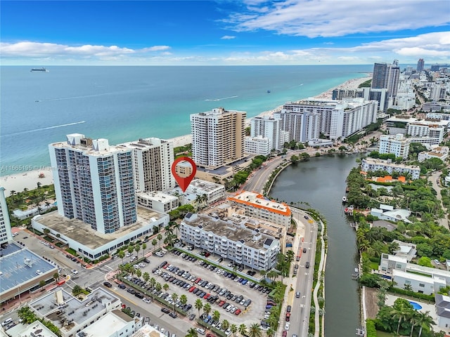 2615 Collins Ave Unit 21, Miami Beach, FL 33140 - bird's eye view with a water view and a view of city