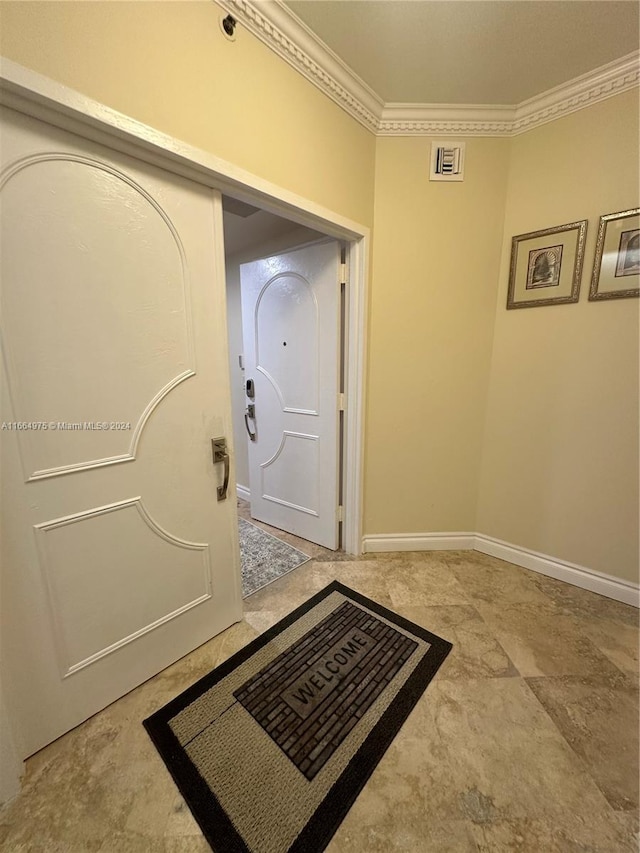 interior space featuring crown molding