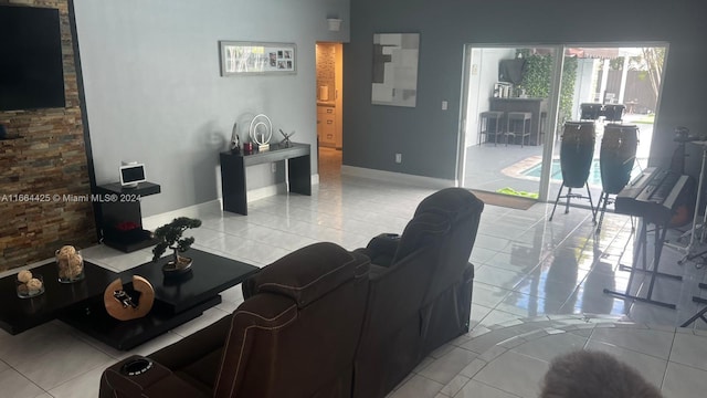 view of tiled living room