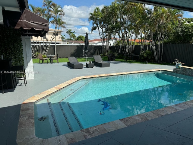 view of pool featuring a patio