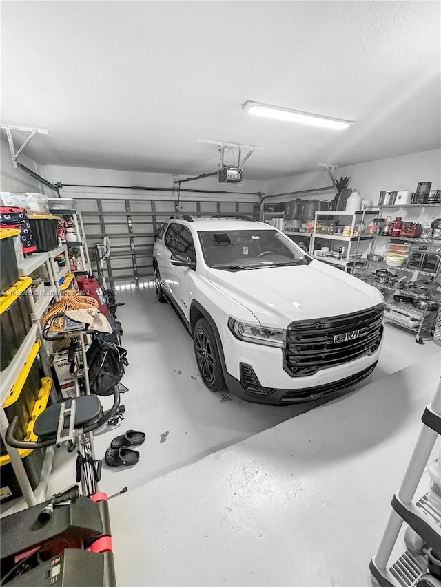 garage with a garage door opener