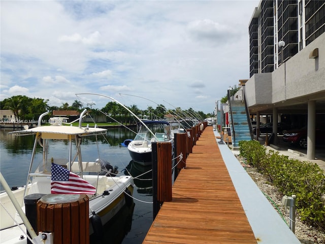 dock area featuring a water view