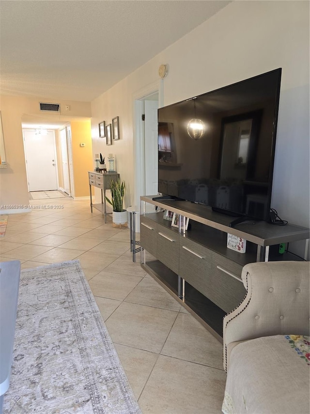 interior space featuring light tile patterned flooring